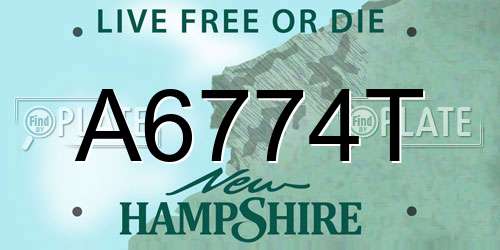 A6774T New Hampshire License Plate