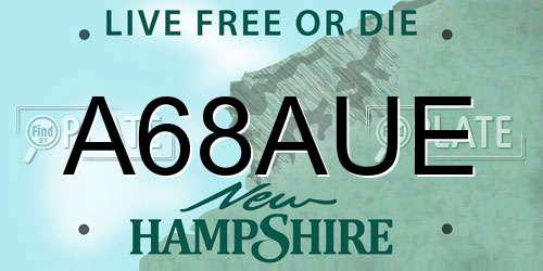 A68AUE New Hampshire License Plate