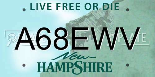 A68EWV New Hampshire License Plate