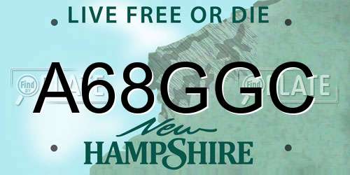 A68GGC New Hampshire License Plate