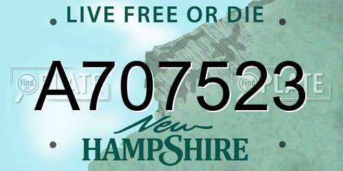 A707523 New Hampshire License Plate