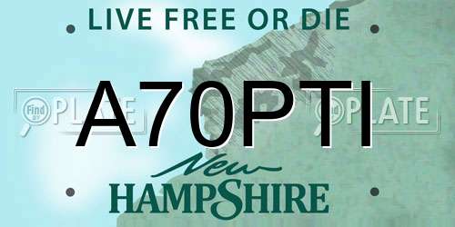A70PTI New Hampshire License Plate