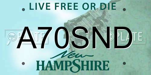A70SND New Hampshire License Plate