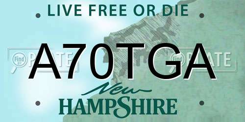 A70TGA New Hampshire License Plate