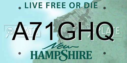 A71GHQ New Hampshire License Plate