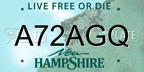 A72AGQ New Hampshire License Plate
