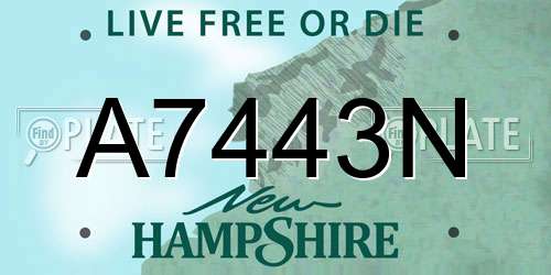 A7443N New Hampshire License Plate