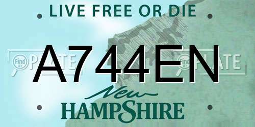 A744EN New Hampshire License Plate