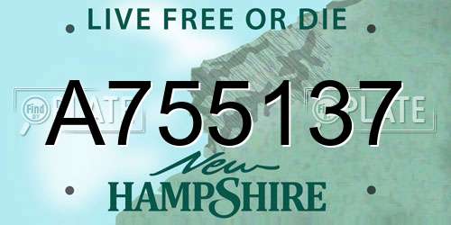 A755137 New Hampshire License Plate
