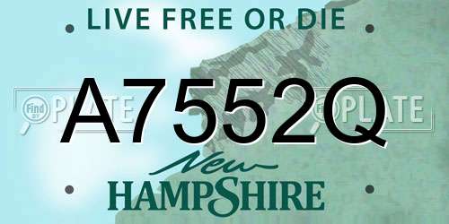 A7552Q New Hampshire License Plate