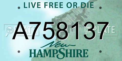 A758137 New Hampshire License Plate