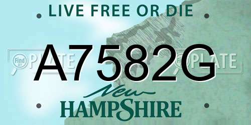 A7582G New Hampshire License Plate