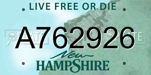 A762926 New Hampshire License Plate