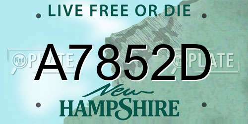 A7852D New Hampshire License Plate