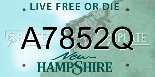 A7852Q New Hampshire License Plate