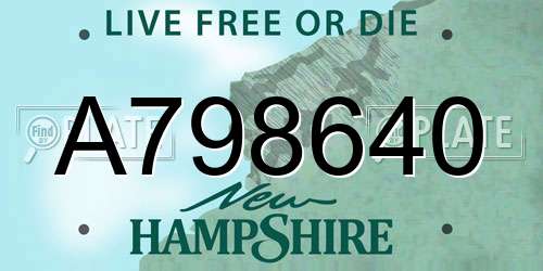 A798640 New Hampshire License Plate