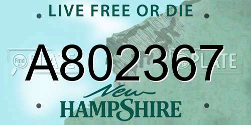 A802367 New Hampshire License Plate