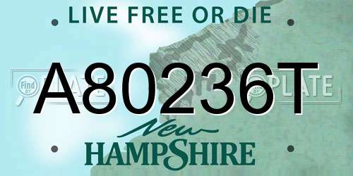 A80236T New Hampshire License Plate
