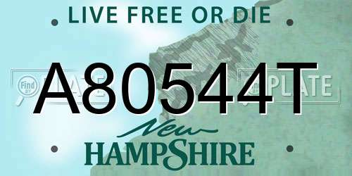 A80544T New Hampshire License Plate