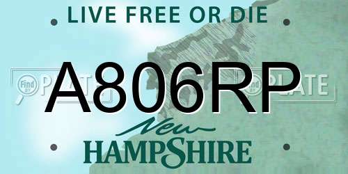 A806RP New Hampshire License Plate