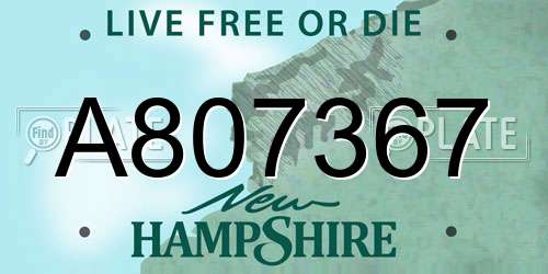 A807367 New Hampshire License Plate