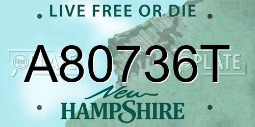 A80736T New Hampshire License Plate