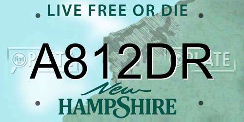 A812DR New Hampshire License Plate