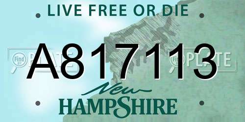 A817113 New Hampshire License Plate