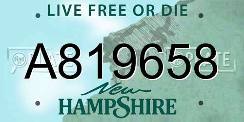A819658 New Hampshire License Plate