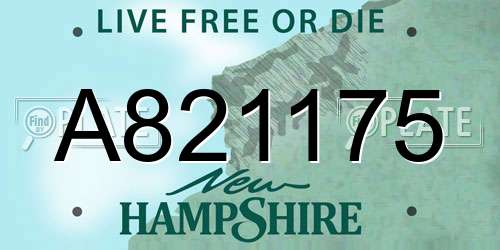 A821175 New Hampshire License Plate