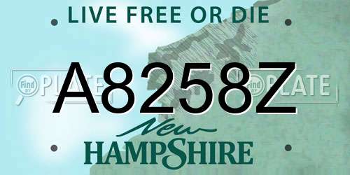 A8258Z New Hampshire License Plate