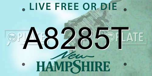 A8285T New Hampshire License Plate