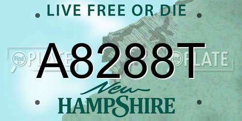 A8288T New Hampshire License Plate