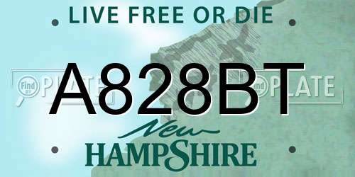 A828BT New Hampshire License Plate