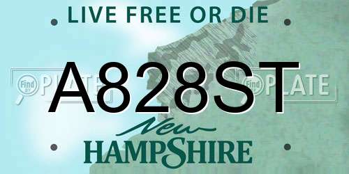 A828ST New Hampshire License Plate