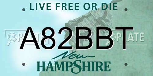 A82BBT New Hampshire License Plate