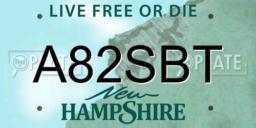 A82SBT New Hampshire License Plate