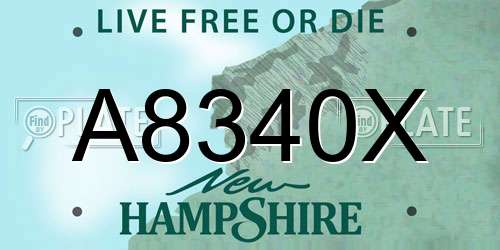 A8340X New Hampshire License Plate