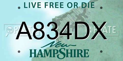 A834DX New Hampshire License Plate