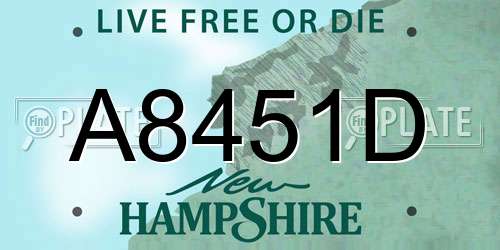A8451D New Hampshire License Plate
