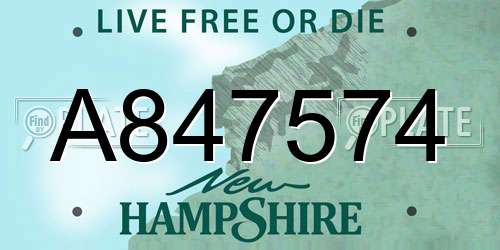 A847574 New Hampshire License Plate
