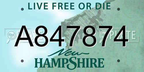 A847874 New Hampshire License Plate