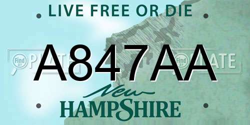 A847AA New Hampshire License Plate
