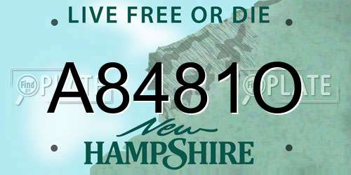 A8481O New Hampshire License Plate