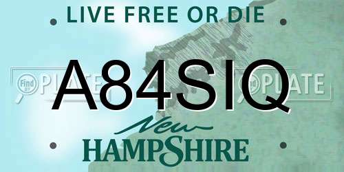 A84SIQ New Hampshire License Plate