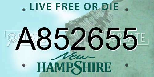 A852655 New Hampshire License Plate