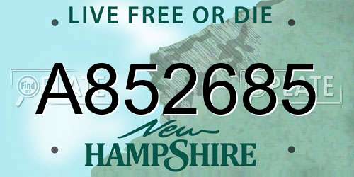 A852685 New Hampshire License Plate