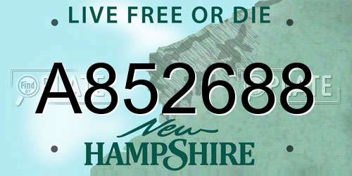 A852688 New Hampshire License Plate
