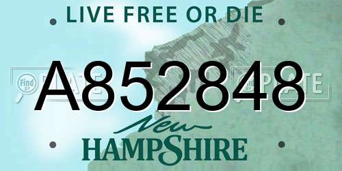 A852848 New Hampshire License Plate