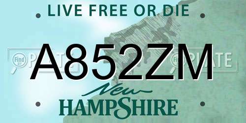 A852ZM New Hampshire License Plate